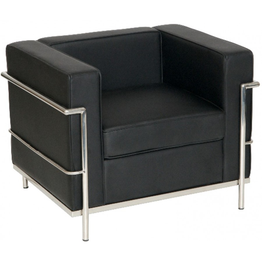 Korby Black Leather Single Seater Arm Chair
